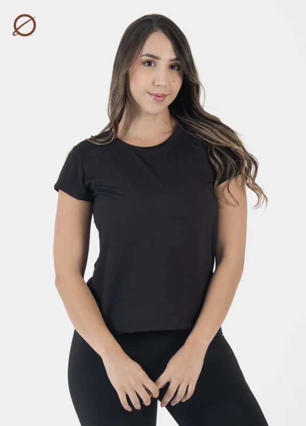 Camiseta Femenina Negra Polialgodon